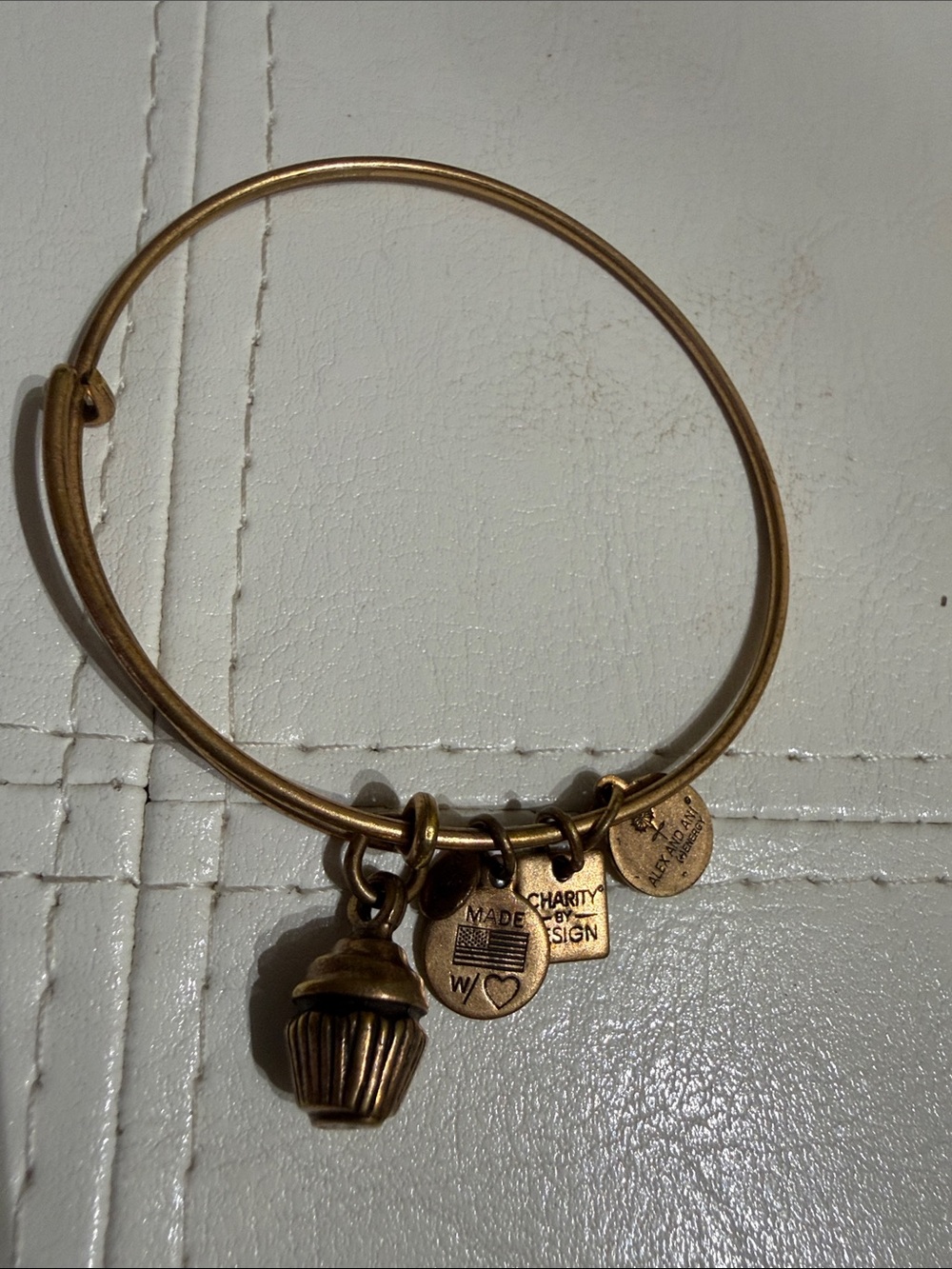 Alex and Ani Gold Tone Cupcake Charm Expandable Bracelet